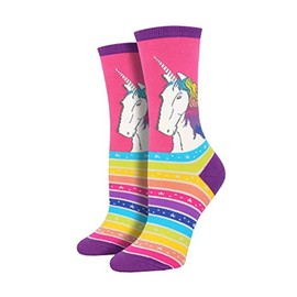 Socksmith Rainbow Hair, Don't Care Women's Crew Socks (Pink)