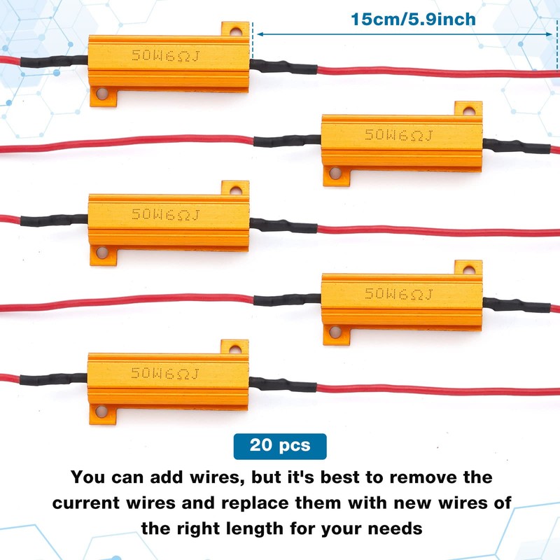 Xuhal 20 Pack 50W 6ohm Load Resistor Turn Signal LED