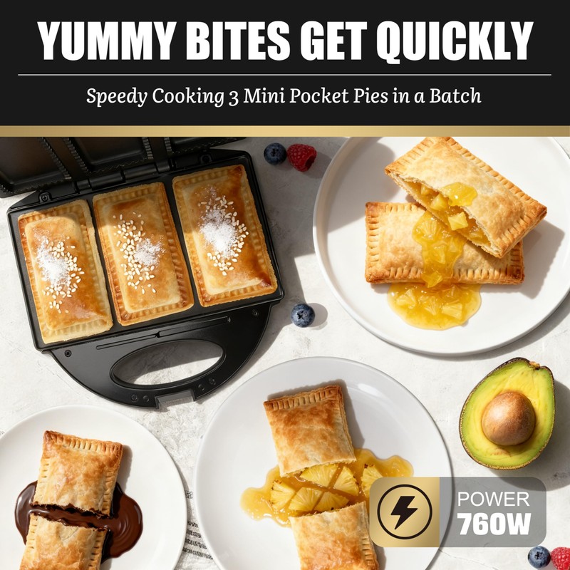 FineMade Electric Mini Pocket Pie Maker Machine with Crust Cutter,