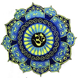 ImZauberwald AUM Sew-On Patch (Black Light Active Handmade) OM Patch Design, Application for Sewing or Decoration, UV Goa Embroidery Cosmic Music Mandala Art - l