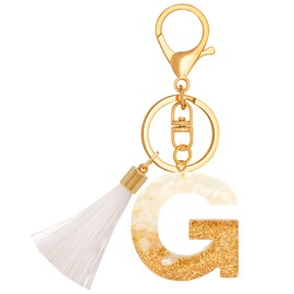 TTYY Initial Letter Keychain for Women Birthday gift To Little Girls Tassel Butterfly Pendant Key Ring for Backpack (White crystal LetterG)