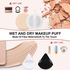 AIYVELU Pack of 12 Triangle Makeup Powder Puff Face Sponge Powder Puff, Washable Reusable Sponge, Wet Dry Makeup Tool for Loose Powder or Foundation Blush