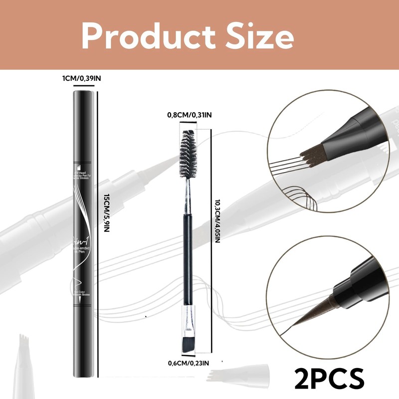 Weploda 2-in-1 Eyebrow Pencil, Long-Lasting Smudge-proof Eyebrow Penci, Liquid Eyebrow