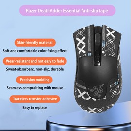NOUKAJU Mouse Grip Tape Full Coverage for Razer DeathAdder Essential Gaming Mouse, Mouse Anti Slip Grip Tape,Self-Adhesive PreCut Sweat-Resistant Professional Mice Upgrade Kit(Black)