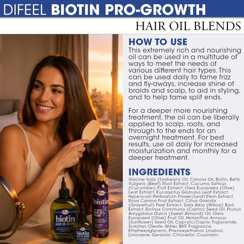 Difeel Aceite para el cabello con biotina premium 7.1 oz.