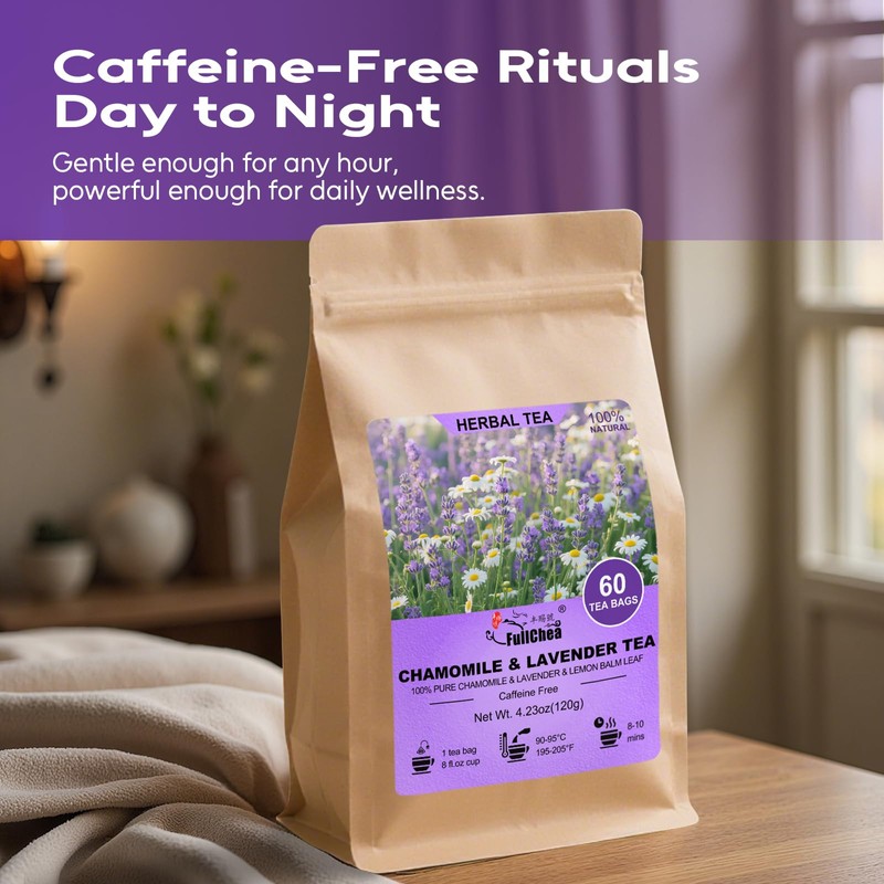 FullChea - Chamomile Lavender Tea Bags for Relaxation & Better
