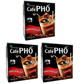 Cafe Pho Vietnamese 3in1 Instant Coffee Mix, Iced Milk Coffee, Cafe Sua Da, Single Serve Coffee Packets, Box of 9 Sachets, Pack of 3