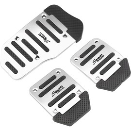 CGEAMDY 3 PCS Manual Transmission Car Pedal Pads, Sporty Aesthetic Accessories Kit (Gas+brake+clutch Pedal Pads) No Drill & non-slip Car Accessories Universal Fit for Car, Suv, Truck(Silver)