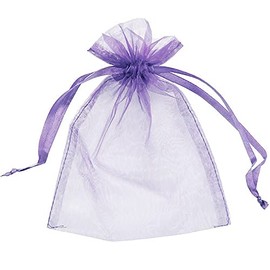 25 Organza Bags Wedding Favours Party Jewellery Pouches Mesh Drawstring Gift Wrap (5cm x 7cm, Lilac)