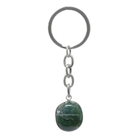 Moss Agate Crystal Car Key Holder - Crystals and Healing Stones Car Keys Keychain for Gift for Christmas Stockings Stuffers for Women Men Teen Kids (Tumbled Crystal Keychain)
