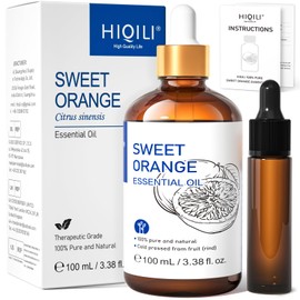 HIQILI Orange Oil 100 ml, 100% Pure Natural Essential Oil, Orange, Essential Oil for Aromatherapy, Diffuser, Humidifier, DIY, Home, Car, Relaxation