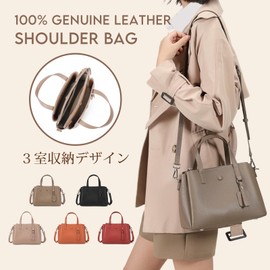 imeetu Women's High Quality Genuine Leather Shoulder Bag, 3-Way Storage Bag, 3-Way Handbag, Cross-body Shoulder Bag, High Visibility, Self-Standing Design, Bottom Beach, Lightweight, Small, Stylish,