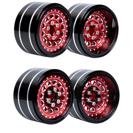 RCHuiWow RC Wide 1.57'' (40mm) 2.2 Beadlock Wheels for SCX10 Capra Wraith Ryft / TRX4 AMG 6x6 / Gen8 Everest Gen 7 Pro,Adjustable 4 Offsets Rims,4Pack,Red w/Black