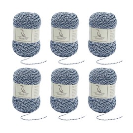 TEHETE Merino Wool 6X50g 3-Ply Soft Hand Knitting Crochet Yarn for Sweaters, Scarf, Leggings, Gloves, Socks (6 Balls, White Grey)