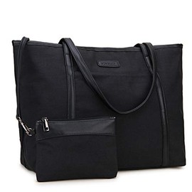Laptop Tote Bag for Women,15.6 Inch Laptop Lightweight Large Work Bag Carry-on Shoulder Bag with Small Pouch VONXURY Black