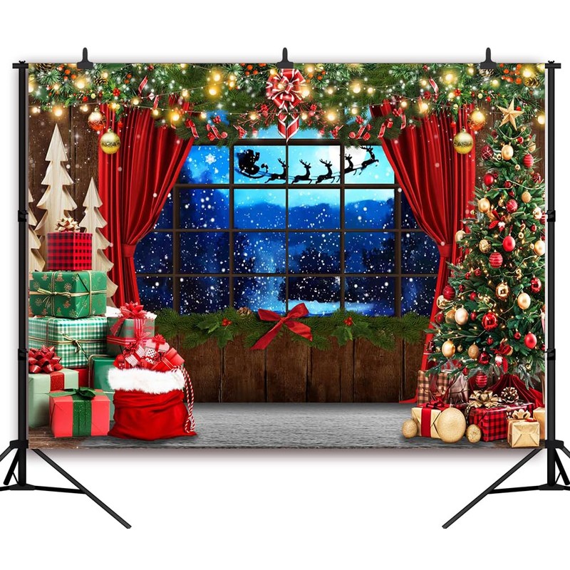 CapiSco Merry Christmas Backdrop for Red Christmas Party Decorations, Red