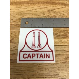 Captain Rank Silver / Red Helmet Shield  3” x 3” Square Decal B-7