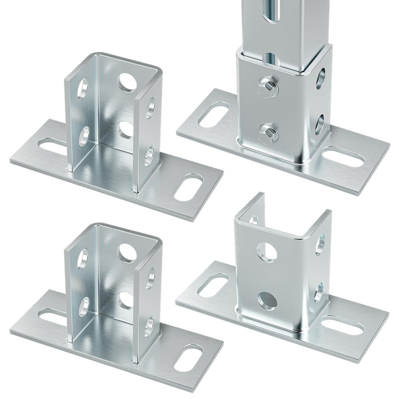 4 Pack Post Base for 1-5/8" Single Strut Channel, Ground