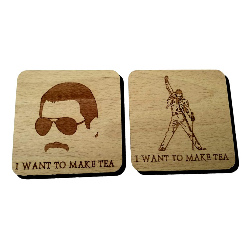 QUEEN FREDDIE MERCURY COASTER DRINK MAT ENGRAVED PRESENT GIFT (Both