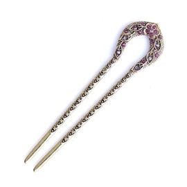 aoozleny 5 Pieces Women French Hair Pins Vintage Hair Forks, Classical Ancient Style Double Sided U-shaped Hairpins Hair Stick Crystal Rhinestone Hairpin