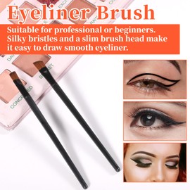 100 Pieces Angled Eyebrow Brushes, Eyebrow Tint Brush Disposable Eyeliner Brush Flat Tapered Eyebrows Concealer Brushes Eye Shadow Applicator Sticks for Women Girls Salon Beauty Cosmetic Make up Tool