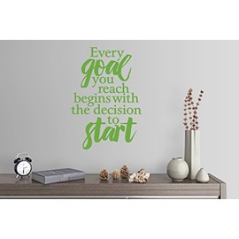 33"x24" Every Goal You Reach Begins with The Decision to Start Positive Motivational Success Wall Decal Sticker Art Mural Home Decor