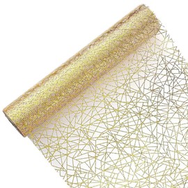 Zayookey Table Runner, Polyester, Silk Screen, Nordic Style, Elegant, Simple, Stylish, Modern, Interior Decoration, Table Decoration, Gold, Sparkling, Home, Restaurant, Placemat, Can Be Cut (Silk
