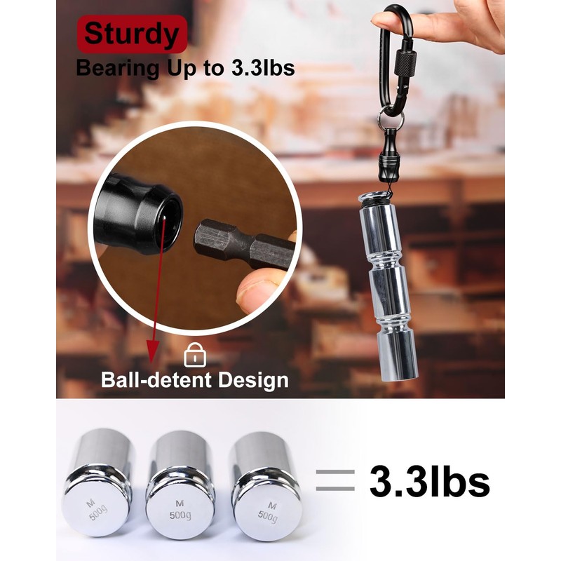 katerk 6pcs Bit Holder with Carabiner Socket for Mens Gift,