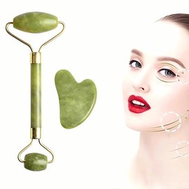 Natural Jade Gua Sha Massage Roller Set Natural Stone Facial Device Skin Care Tool Energy Relaxation Device Beauty Supplies Cash on Delivery or Payment upon Order / 천연옥 괄사 마사지 롤러 세트 자연석 얼굴 기기 피부관리 도구 기 이완 기구 미용 용품 착불 또는 주문시 결제