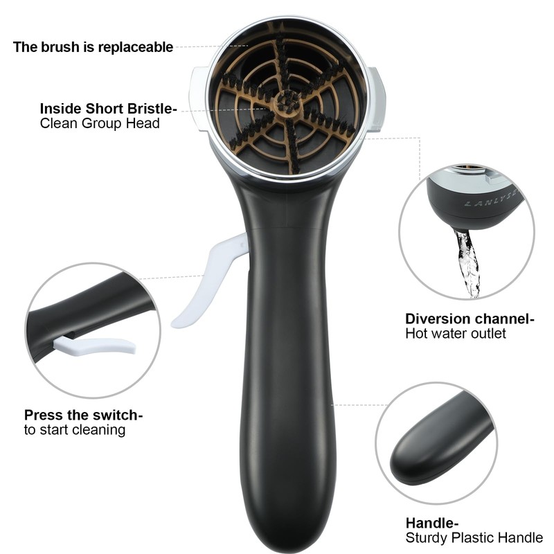 Espresso Coffee Machine Cleaning Brush, 360° Cleaning Push-Up Coffee Maker