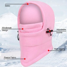 Vanolu Kids Balaclava Fleece Ski Mask, Windproof Winter Face Mask, Cold Weather Gear for Boys Girls, Outdoor Sports Pink