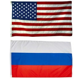 AES Wholesale Combo USA American & Russia Russian 5'x8' Polyester Flags