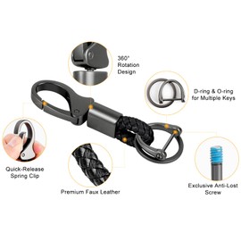 WardWolf Keychain for Car Keys Car Key Chain Key Fob Keychain for Women and Men Carabiner Keychain with D Key Ring(1Pcs, Red)