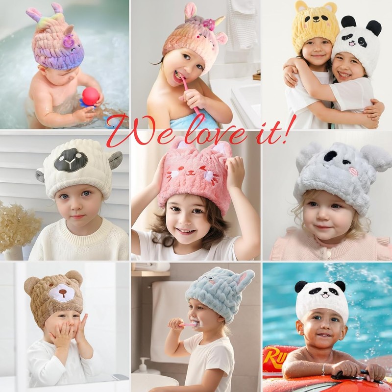 Toalla de microfibra para el cabello para niños, gorro de