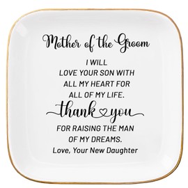 COZITED Mother of Groom Jewelry Dish Ring Plate - Thank You for Raising of My Dreams, Wedding Gifts for Mother of The Groom Christmas Birthday from Bride