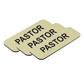 Pastor 1 x 3" Name Tag, Brushed Gold (3 Pack)