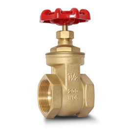 1-1/2" NPT Brass Gate Valve, Heavy Duty Female x Female Thread Manual Rotary Sluice Valve with Wheel Handle for Water, Oil, Gas, Industrial Plumbing, and HVAC Systems (1-1/2", DN40)