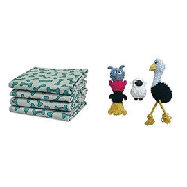 rocket & rex 4 Pack Washable Dog Pee Pads and 3 Pack Dog Chew Toys Bundle