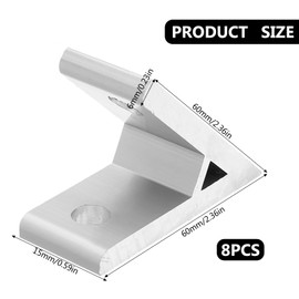 Rebanky 8 Pieces 45 Degree Angle Aluminium Profile Aluminium Profile Angle Connector 45 Degree Aluminium Angle Corner Joint Corner Brace Joint for 2020 (Silver)
