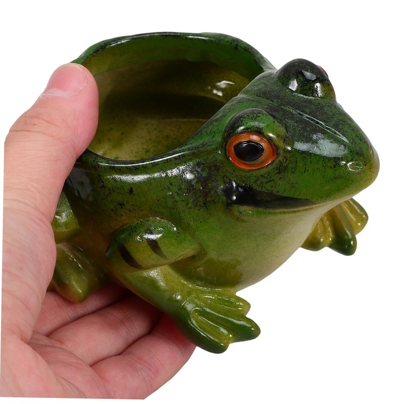 Gatuida Frog Shaped Ceramic Flowerpot Cute Desktop Planter for Succulents