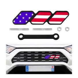 BWBWND Tri-Color Grille Decor Badge, Front Slotted Grille Emblem Decoration Insert Trims, 3-Color Stripe Decal Classic Emblem Compatible with Tacoma 4 Runner, Car Accessories (F)