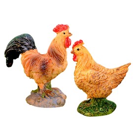 zalati Chicken Figurines 2pcs Rooster and Hen Resin Collectible Animal Figurines Decorative for Home Decor Garden Sculptures & Statues Trinket