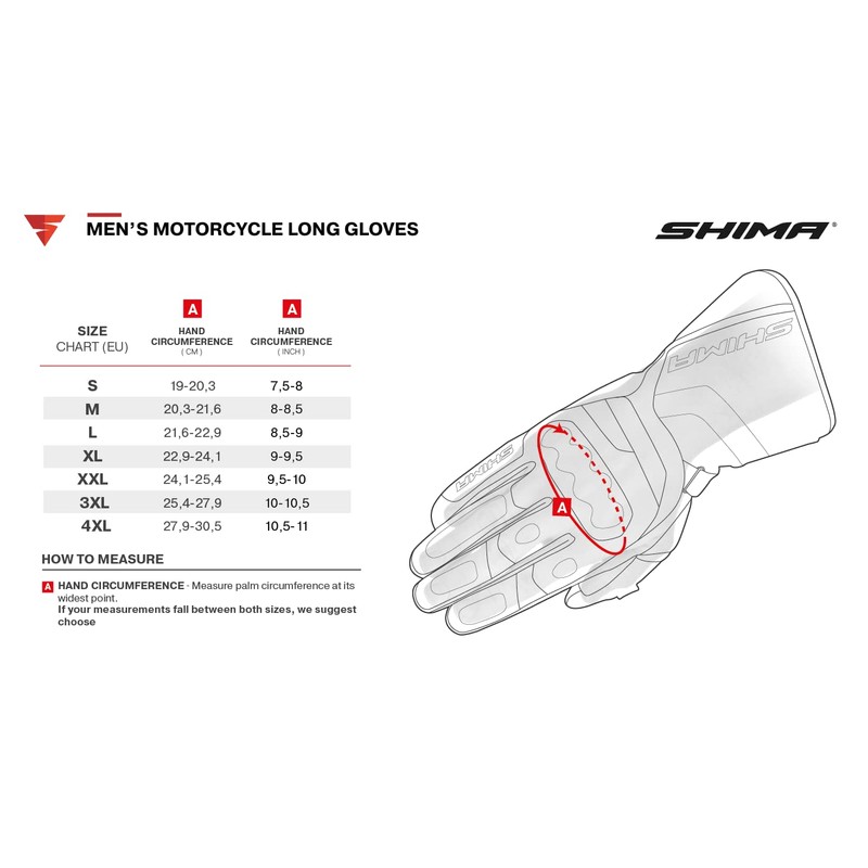 SHIMA Inverno Motorcycle Gloves Men's Leather Long Warm Summer Motorcycle