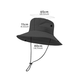 Foldable Sun Hat for Women Fishing Hats for Men Wide Brim Sun Hat with Mesh Bucket Hat for Hiking Beach Camping Outdoor Anti-UV Sun Protection Boonie Hats (US, Numeric, 7, Gray)