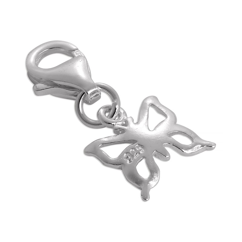 jewellerybox Sterling Silver Butterfly Outline Clip on Charm