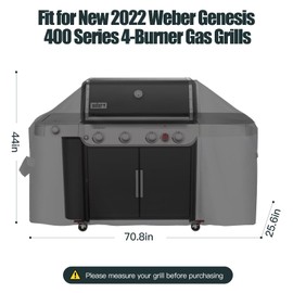 70 Inch Grill Cover for Weber Genesis 400 Series and New 2022 Genesis 400 Series 4-Burner Grills, Compared to Weber 7758,Heavy Duty Waterproof Fade Resistant