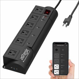 Smart Plug Power Strip, 4 Individually Controlled Smart Outlets and 2 Always On Outlets, WiFi Surge Protector Work with Alexa & Google Home,Wall Mountable,Home Office Multi-Plug Extender, Black