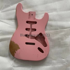 Unbranded Unfinished ST Vintage Relic Electric Guitar Body Pink Solid Alder Body in Stock
