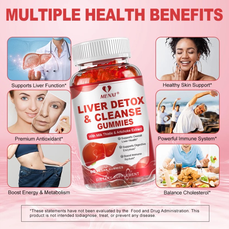 MENXI 2 Bottles Liver Support Gummy Detox & Repair Formula