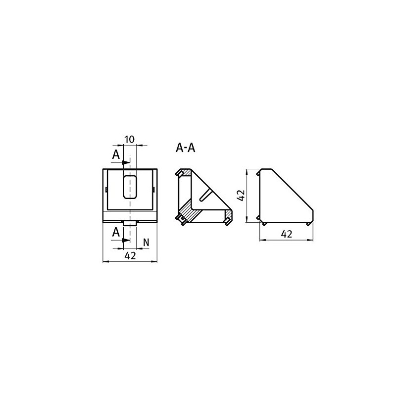 Connection Angle 45 42x42x42 M8 S10 alu